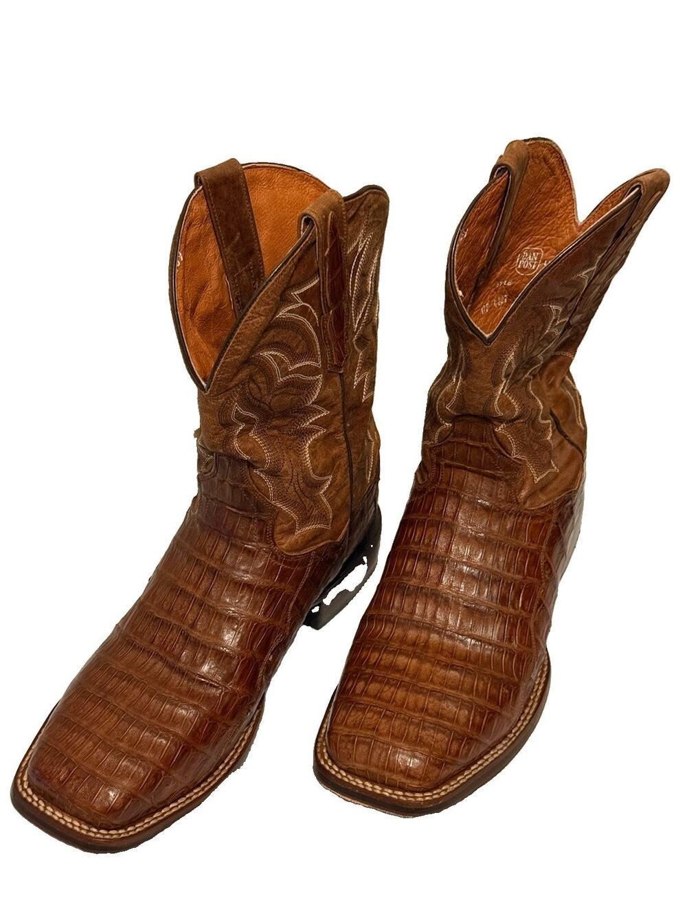 Dan Post Kingsly Genuine Exotic Caiman Square Toe Western Boots Men's Size 11 D